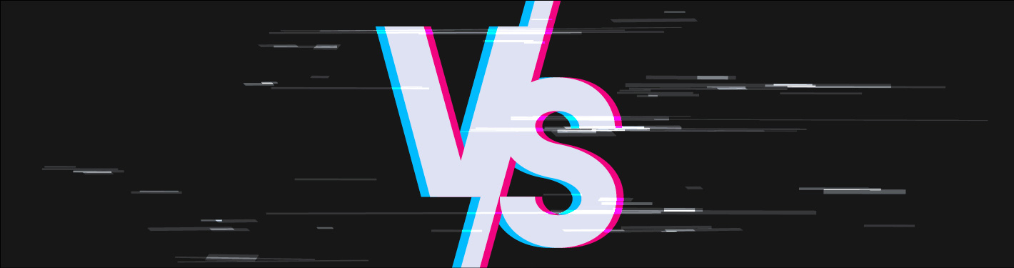 'Vs' letters infront of a black background